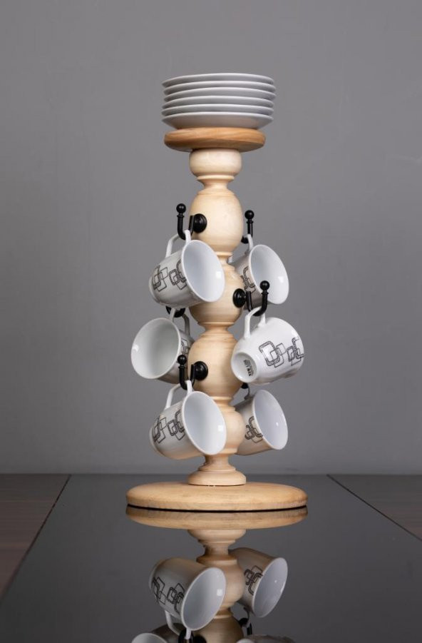 Dekoratif Masa ve Tezgah Üstü 6lı Fincan Askılığı Fincan Standı