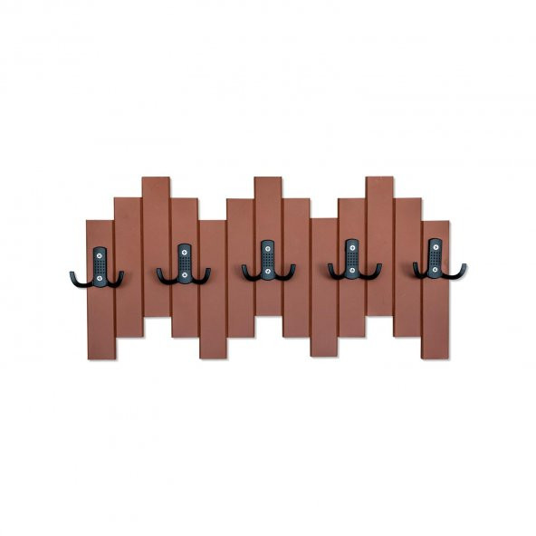 Kahverengi Ahşap Duvar Ve Kapı Askısı Elbise Askılık piyano Model 5 Askılı