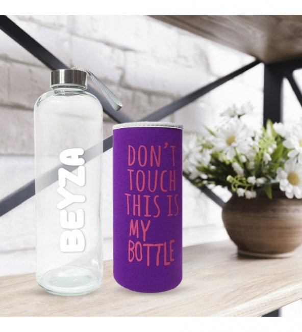 Kişiye Özel Renkli Kılıflı Cam Matara 1000 ml - 4