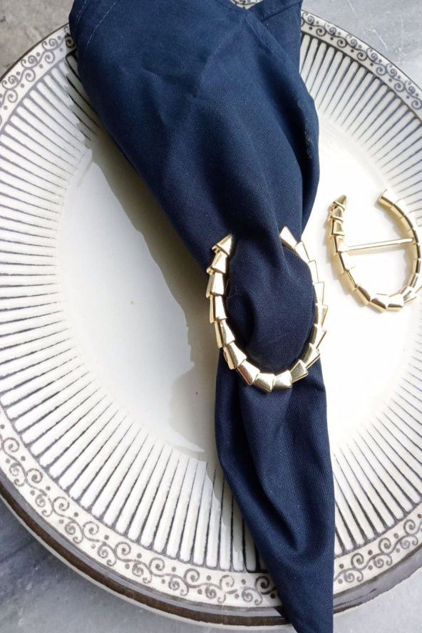 12 Adet Gold Metal Nal Peçete Yüzüğü - Resim 3