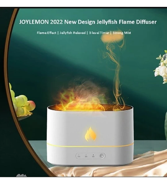 Ultrasonic Hava Nemlendirici 3D Alev Efektli Aroma Difüzör (180 ml) | Buhar Makinesi & Aromaterapi Cihazı - 8
