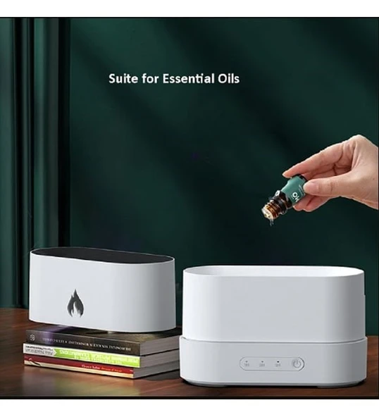 Ultrasonic Hava Nemlendirici 3D Alev Efektli Aroma Difüzör (180 ml) | Buhar Makinesi & Aromaterapi Cihazı - 9