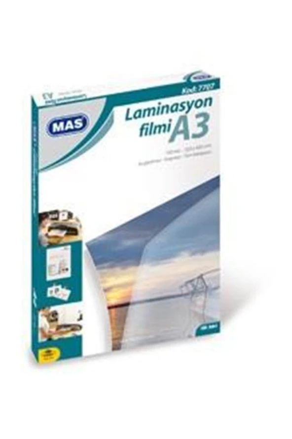 Mas Laminasyon Filmi Parlak A3 125 Micron 100 Lü (100 Lü Paket)