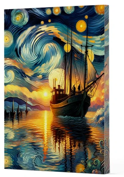 Van Gogh 2 - Gemi Çizgili Yan Boyamalı Defter ürün görseli