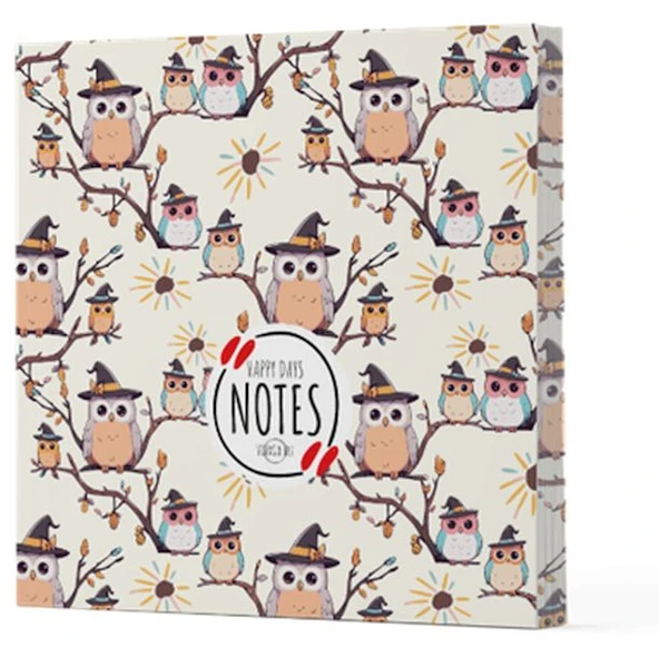 Baykuş 7 - Çizgisiz Yan Boyamalı Defter ürün görseli