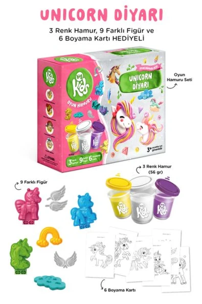Unicorn Diyarı Oyun Hamuru Seti (18 Parça - 362 Gr)