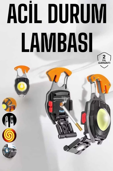 yeni nesil Kamp Feneri Çok Fonksiyonlu Fener Anahtarlık Usb Çakmaklı Cam Kırıcı Kemer Kesici Açacak - 1