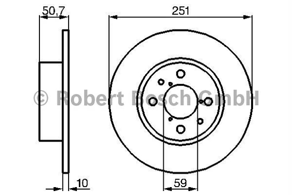Fiat Arka Fren Aynası (diski) Bravo II Linea 1,4t Jet 1,6d 2,0d 06> Stilo Croma 1,6 / 1,9d (251 Mm) - Bosch 0986478238 ürün görseli