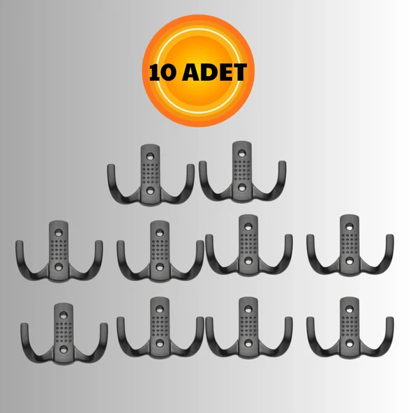 Noktalı Metal Askı Şık Portmanto Askılık Dolap Mobilya Askısı (vidalar Dahil)(10 ADET ) - 2