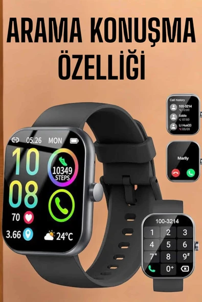 Akıllı Saat Tema Değiştirme Bluetooth Bağlantılı Arama Cevaplayan - Resim 2