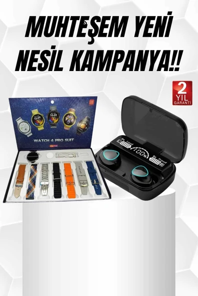 Ucuz Kaliteli Yeni Nesil 7 Kordonlu Akıllı Saat ve Kablosuz Bluetooth Kulaklık ANC Özelliği ürün görseli