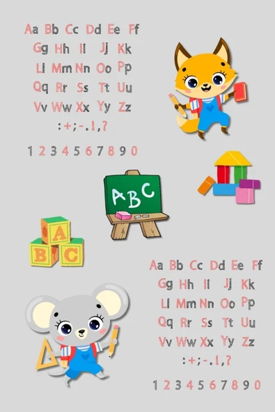 Alfabe ve Sayılar Eğitici Kaymaz Dot Taban Dijital Baskı Çocuk Halısı - 2