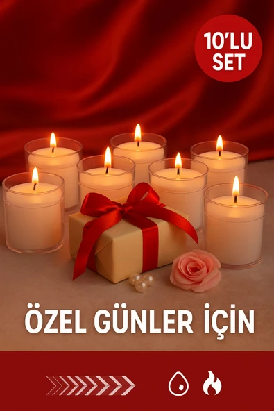 10’lu Set Şeffaf Plastik Mumluk – Dekoratif, Dayanıklı ve Özel Günler İçin Şık Işık Çözümü