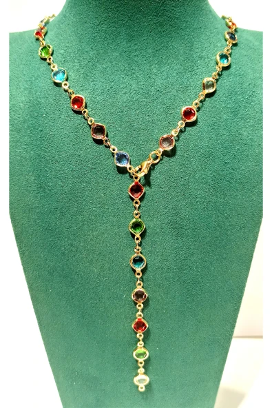 Monalisa Home  Lüks Figürlü Gösterişli Renkli Taşlı Y Kolye