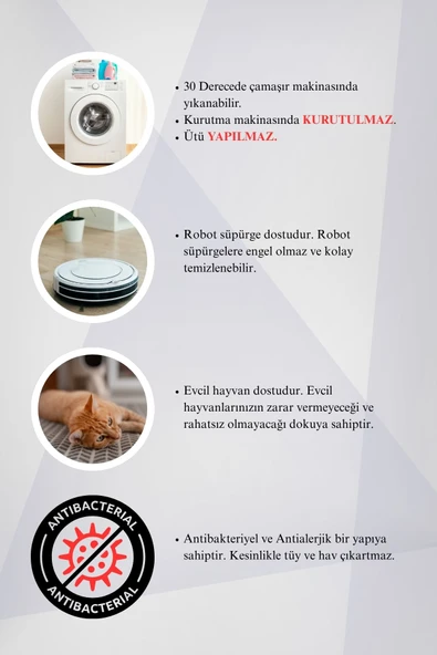 Alfabe ve Sayılar Eğitici Kaymaz Dot Taban Dijital Baskı Çocuk Halısı - 3