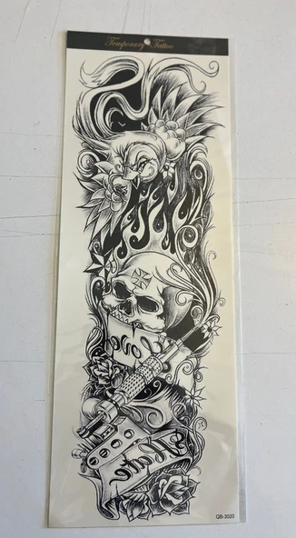 İskeletor 1 Hafta Kalıcı Tam Kol Kaplama Bacak Yapıştırma Geçici Dövme 46 CM ürün görseli 1