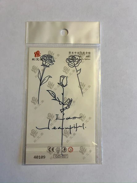 Çiçekler Minimal Yarı Kalıcı Hayalet Geçici Dövme Yapıştırma Dövme ürün görseli 1