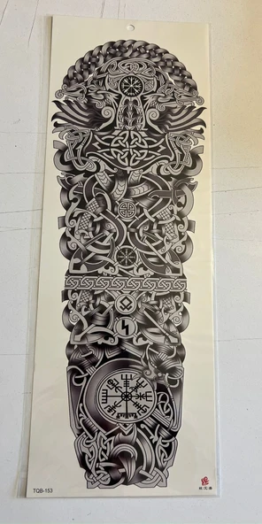 Viking 1 Hafta Kalıcı Tam Kol Bacak Yapıştırma Geçici Dövme 46 CM ürün görseli 1