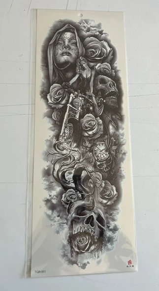 Motorcu Kız 1 Hafta Kalıcı Tam Kol Bacak Yapıştırma Geçici Dövme 46 CM ürün görseli 1