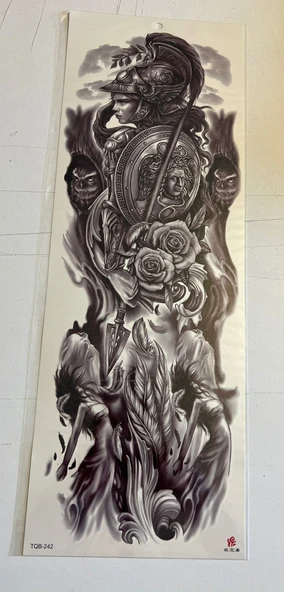 Savaşçı Kadın 1 Hafta Kalıcı Tam Kol Bacak Yapıştırma Geçici Dövme 46 CM ürün görseli 1