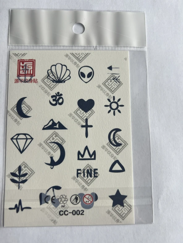 Parmak Dövmeleri Model2 11x8 cm Yarı Kalıcı Geçici Dövme Yapıştırma Dövme