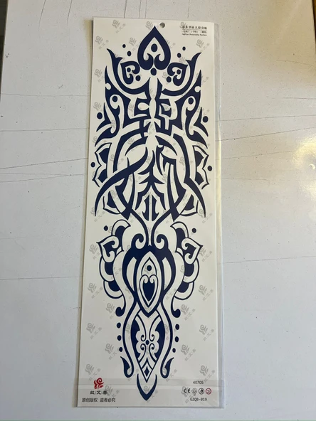 Tribal Çizgi 3 Hafta Kalıcı Tam Kol Bacak Kaplama Yapıştırma Geçici Dövme 46 CM ürün görseli 1