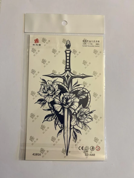 Kılıç 18x11 cm 1 Ay kalıcı Geçici Dövme Yapıştırma Dövme ürün görseli 1