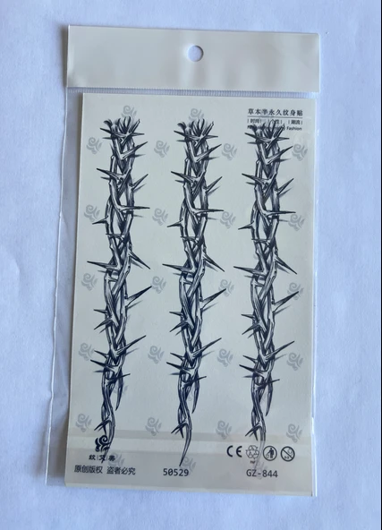 Dikenli Teller 18x11 cm Yarı Kalıcı Geçici Dövme