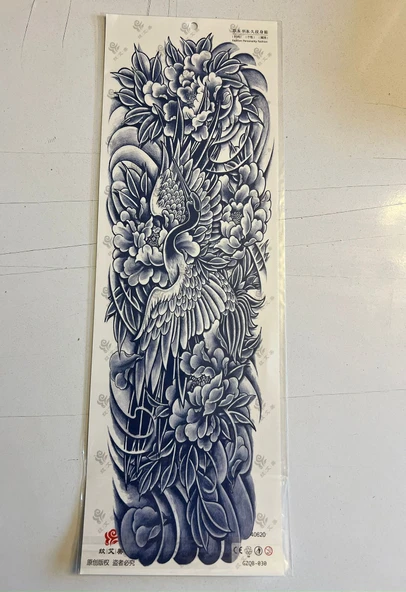 Leylek 3 Hafta Kalıcı Tam Kol Bacak Kaplama Yapıştırma Geçici Dövme 46 CM ürün görseli 1