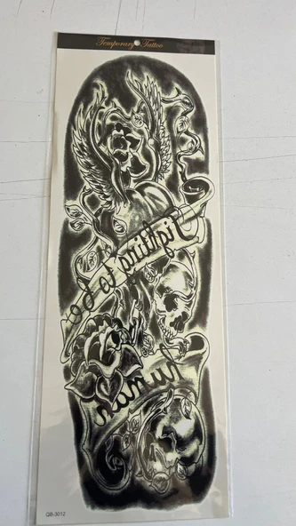 Gül İskelet 1 Hafta Kalıcı Tam Kol Kaplama Bacak Yapıştırma Geçici Dövme 46 CM ürün görseli 1