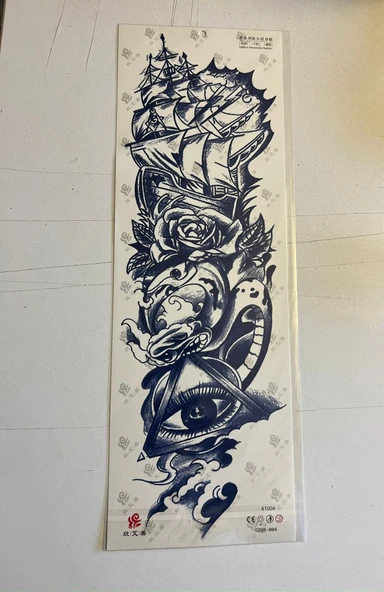 Gemi 3 Hafta Kalıcı Tam Kol Bacak Kaplama Yapıştırma Geçici Dövme 46 CM ürün görseli 1