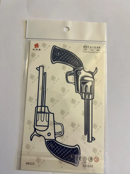 Tabanca Silah 18x11 cm 3 Hafta kalıcı Geçici Dövme Yapıştırma Dövme ürün görseli 1