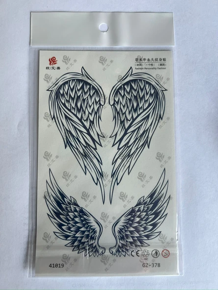 Kanat 18x11  1 Aylık Yarı Kalıcı Yapıştırma Geçici Dövme ürün görseli 1