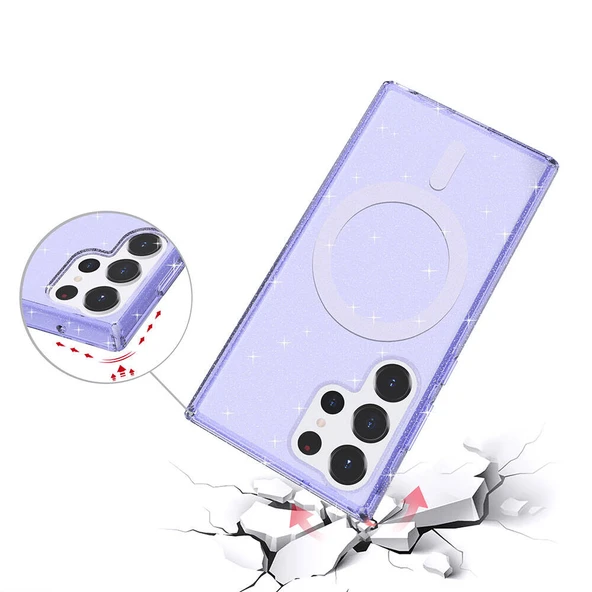 Samsung Galaxy S25 Kılıf Işıltılı ve Magsafe Özellikli Allstar Premium Kapak - Resim 3