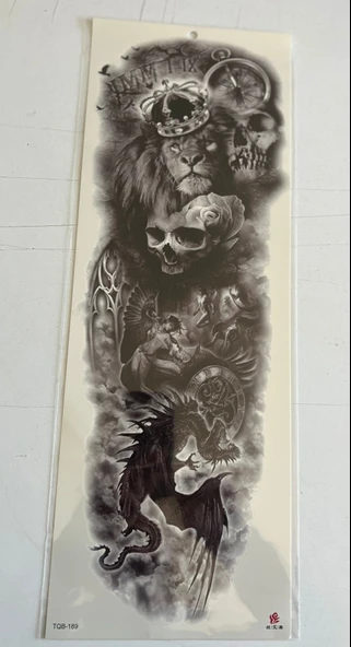 Dragon Aslan 1 Hafta Kalıcı Tam Kol Bacak Yapıştırma Geçici Dövme 46 CM ürün görseli 1