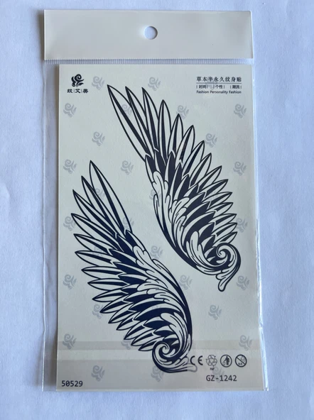 Çift Kanat 18x11 cm Yarı Kalıcı Geçici Dövme ürün görseli 1