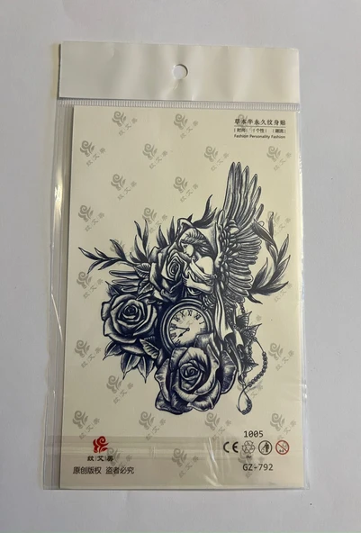 Melek Gül 18x11 cm 1 Ay kalıcı Geçici Dövme Yapıştırma Dövme ürün görseli 1