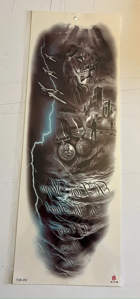 Aslan Uçak 1 Hafta Kalıcı Tam Kol Bacak Yapıştırma Geçici Dövme 46 CM ürün görseli 1