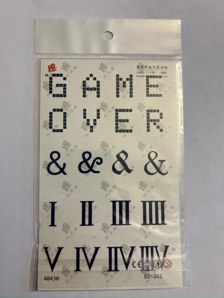 Romen Sayıları 18x11 cm  1 Aylık Yarı Kalıcı Yapıştırma Geçici Dövme ürün görseli 1