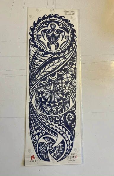 Tribal 3 Hafta Kalıcı Tam Kol Bacak Kaplama Yapıştırma Geçici Dövme 46 CM ürün görseli 1
