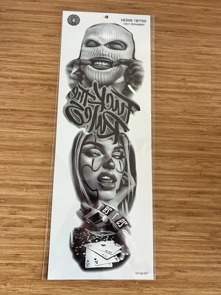 Şans 1 Hafta Kalıcı Tam Kol Bacak Yapıştırma Geçici Dövme 46 CM ürün görseli 1