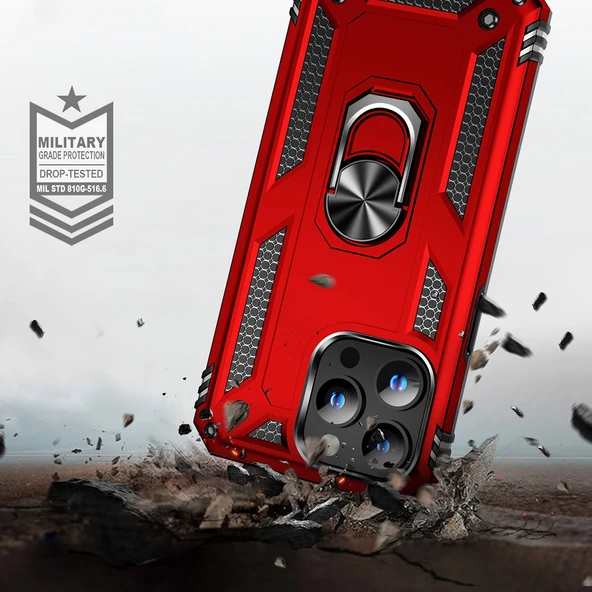 Samsung Galaxy S10 Çift Katmanlı ve Yüzüklü Tam Koruma Vega Premium Kılıf - Resim 3