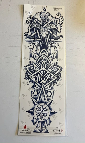 İskelet 3 Hafta Kalıcı Tam Kol Bacak Kaplama Yapıştırma Geçici Dövme 46 CM ürün görseli 1