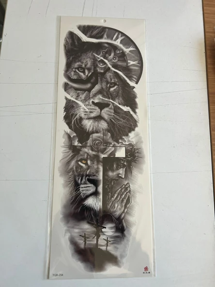 Aslan İsa 1 Hafta Kalıcı Tam Kol Kaplama Bacak Yapıştırma Geçici Dövme 46 CM ürün görseli 1