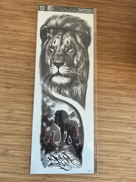 Aslan 1 Hafta Kalıcı Tam Kol Bacak Yapıştırma Geçici Dövme 46 CM ürün görseli 1