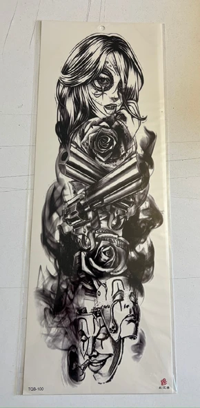 Silah 1 Hafta Kalıcı Tam Kol Bacak Yapıştırma Geçici Dövme 46 CM ürün görseli 1