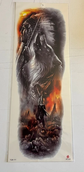 Kızıl Derili 1 Hafta Kalıcı Tam Kol Bacak Yapıştırma Geçici Dövme 46 CM ürün görseli 1