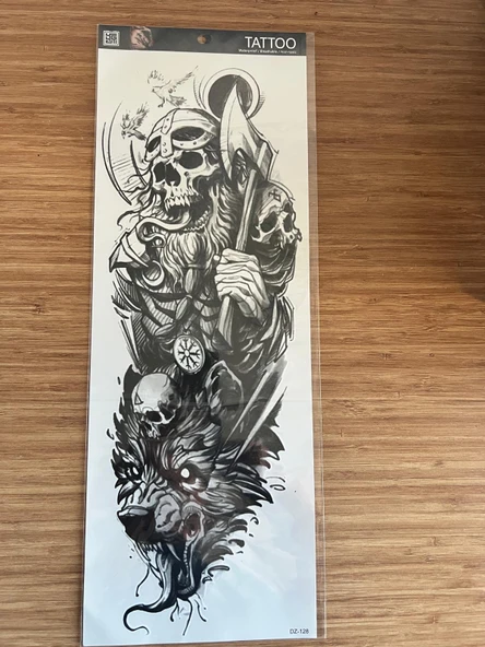 Baltalı 1 Hafta Kalıcı Tam Kol Bacak Yapıştırma Geçici Dövme 46 CM ürün görseli 1