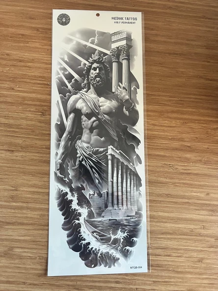 Zeus 1 Hafta Kalıcı Tam Kol Bacak Yapıştırma Geçici Dövme 46 CM ürün görseli 1
