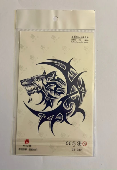 Kurt 18x11 cm 1 Ay kalıcı Geçici Dövme Yapıştırma Dövme